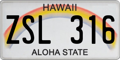 HI license plate ZSL316