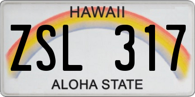 HI license plate ZSL317