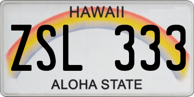 HI license plate ZSL333