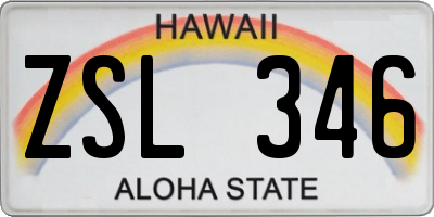 HI license plate ZSL346