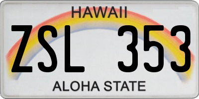 HI license plate ZSL353