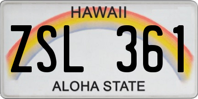 HI license plate ZSL361
