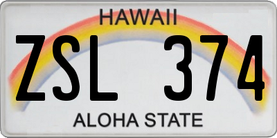 HI license plate ZSL374