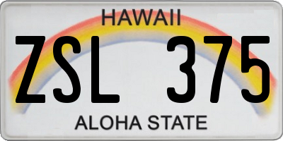 HI license plate ZSL375