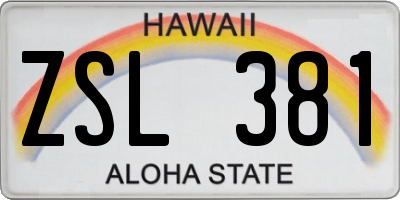 HI license plate ZSL381