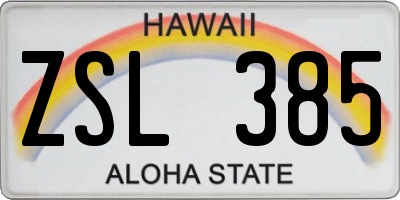 HI license plate ZSL385