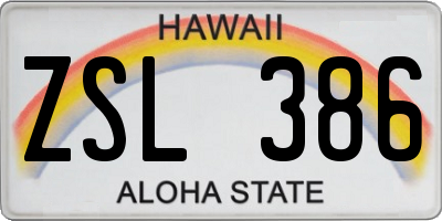 HI license plate ZSL386
