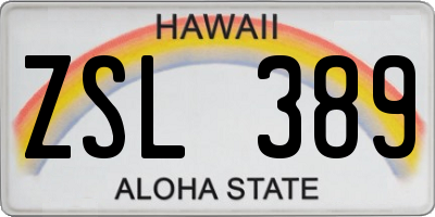 HI license plate ZSL389