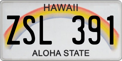 HI license plate ZSL391