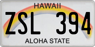 HI license plate ZSL394