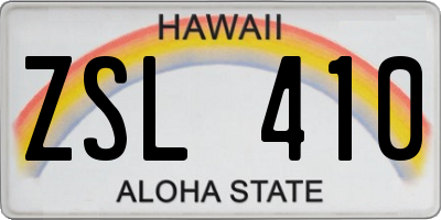 HI license plate ZSL410