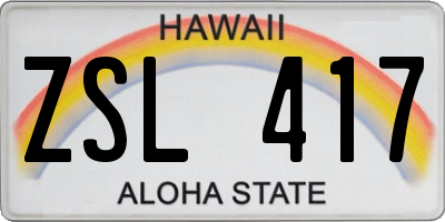 HI license plate ZSL417