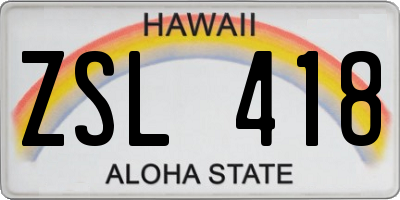 HI license plate ZSL418