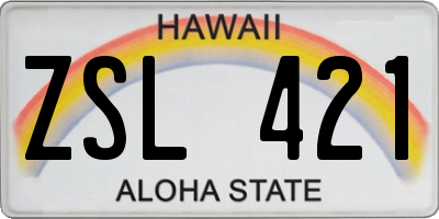 HI license plate ZSL421