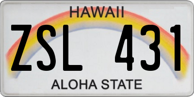 HI license plate ZSL431