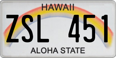 HI license plate ZSL451