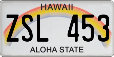 HI license plate ZSL453