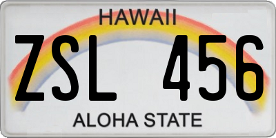 HI license plate ZSL456