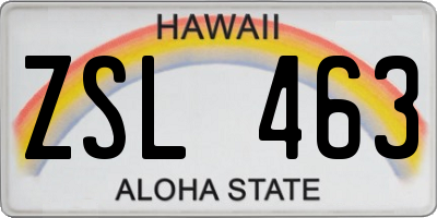 HI license plate ZSL463