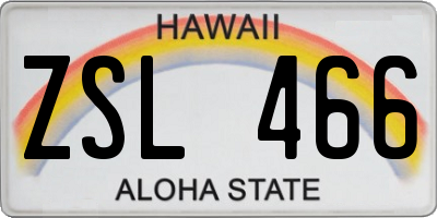 HI license plate ZSL466