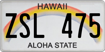 HI license plate ZSL475