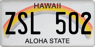 HI license plate ZSL502