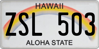 HI license plate ZSL503