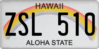 HI license plate ZSL510