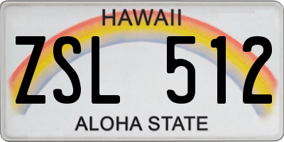 HI license plate ZSL512
