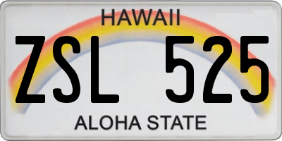 HI license plate ZSL525