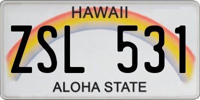 HI license plate ZSL531