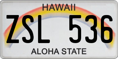 HI license plate ZSL536