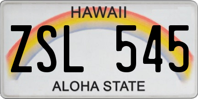 HI license plate ZSL545