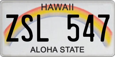 HI license plate ZSL547