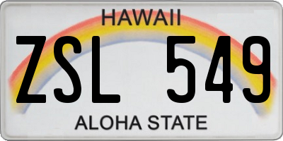 HI license plate ZSL549