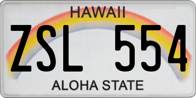 HI license plate ZSL554