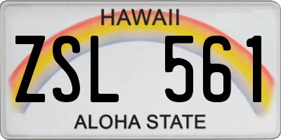 HI license plate ZSL561