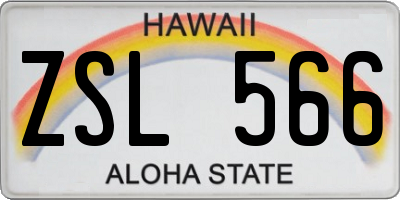 HI license plate ZSL566