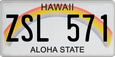 HI license plate ZSL571