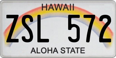 HI license plate ZSL572