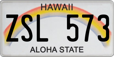 HI license plate ZSL573