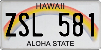 HI license plate ZSL581