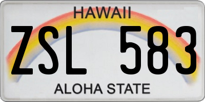 HI license plate ZSL583