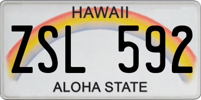 HI license plate ZSL592