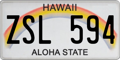 HI license plate ZSL594