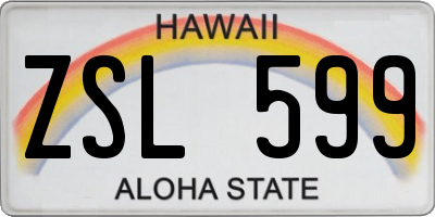HI license plate ZSL599