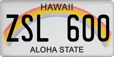 HI license plate ZSL600