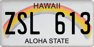 HI license plate ZSL613