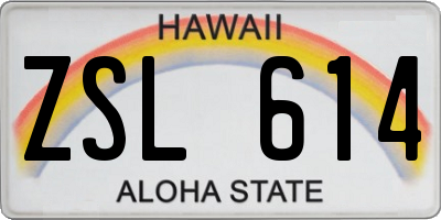 HI license plate ZSL614