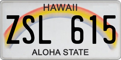 HI license plate ZSL615